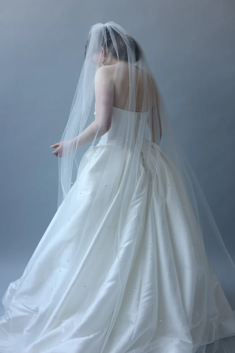 Beaded crystal and pearl scatter cathedral Cockles & Belles bridal